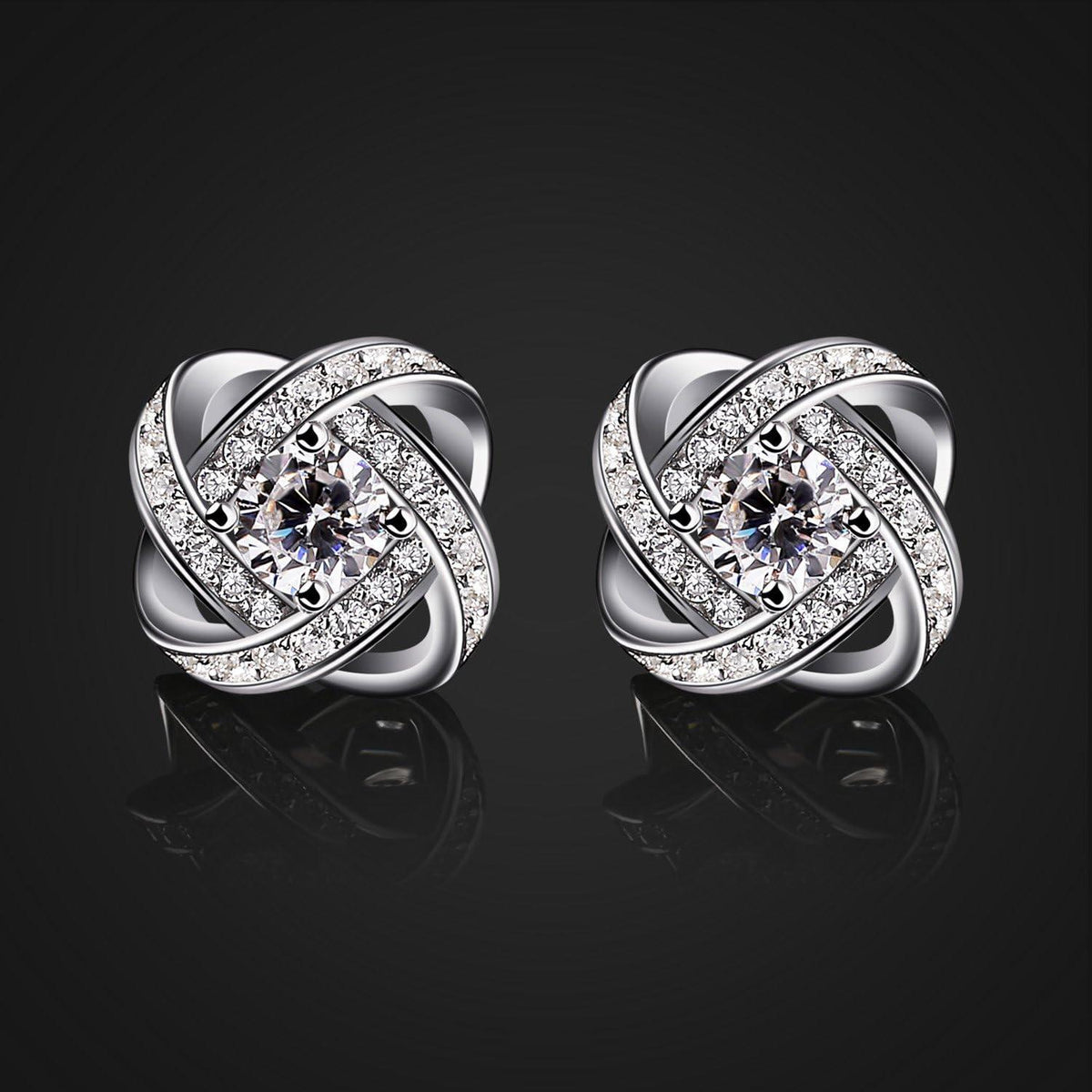 B.Catcher Ohrringe Damen 925 Silber Zirkonia Twist-Würfel