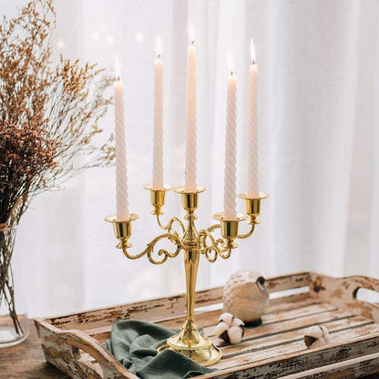 Aluminum Kerzenständer 5-armig Gold für Hochzeit Esstisch