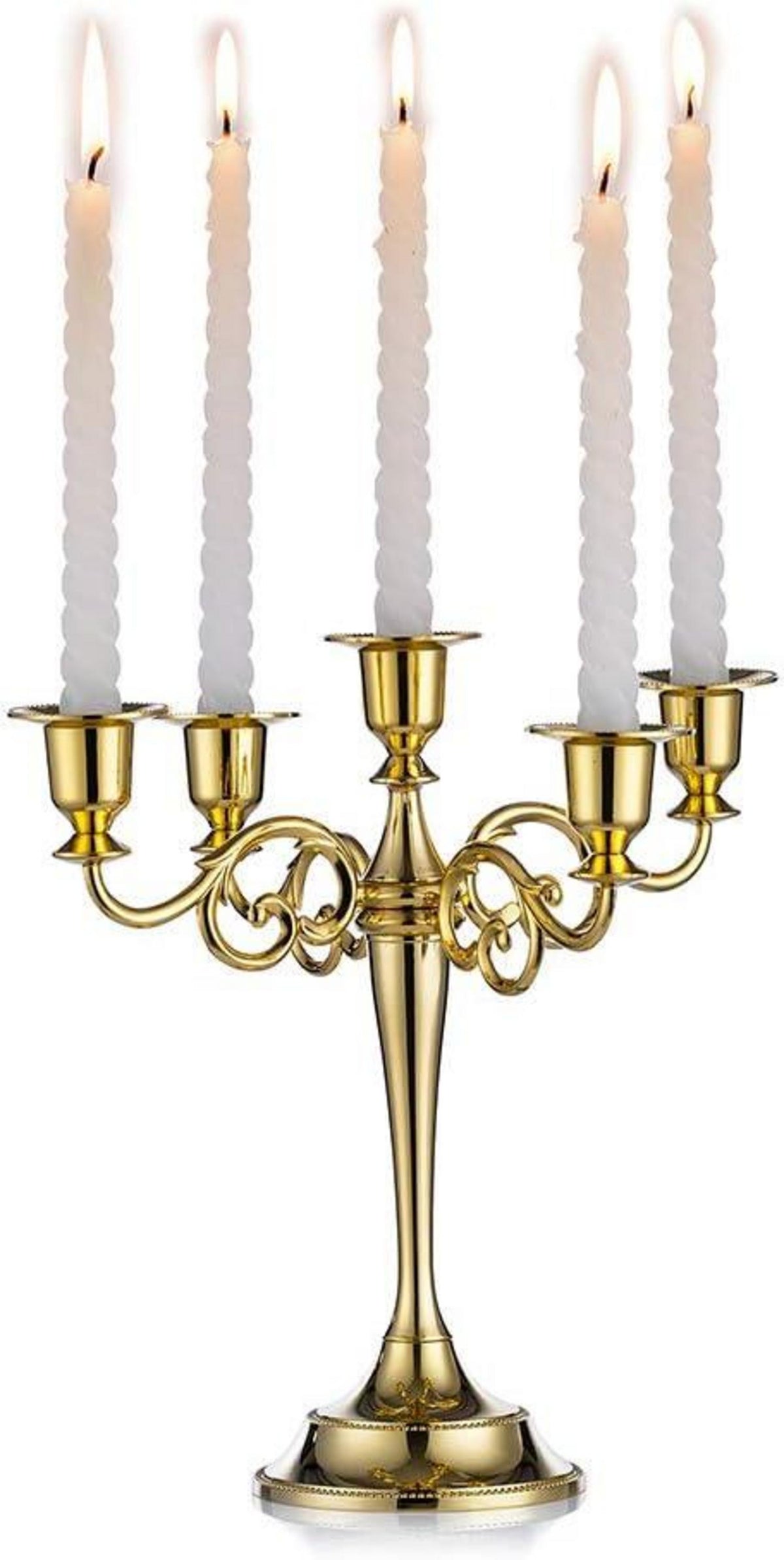 Kerzenständer Aluminium 5-armig Gold für Esstisch und Dekoration