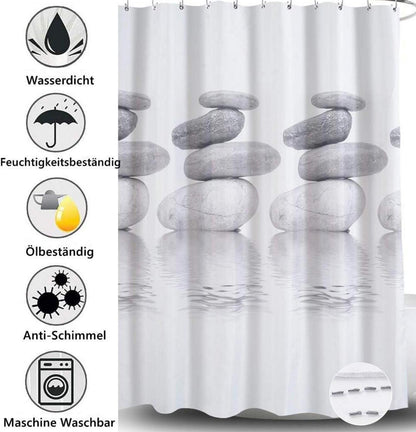 Duschvorhang 200x200 Textil Grau Pebble Schimmelresistent wasserabweisend