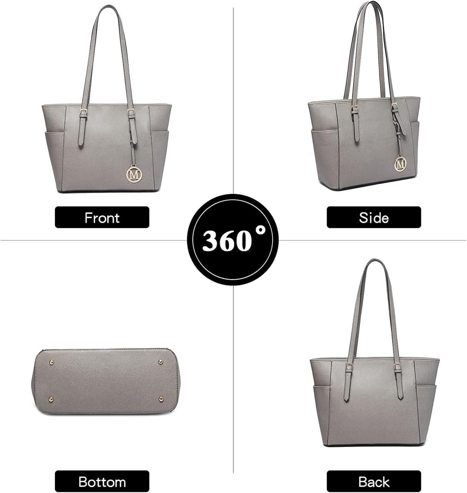 Damen Handtasche Groß Shopper Schwarz PU-Leder Schultertasche
