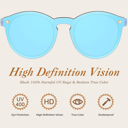 Sonnenbrille Verspiegelt Groß Rund UV400 Blau