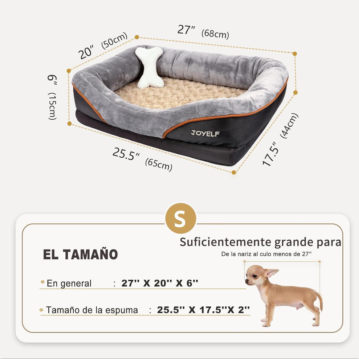 Orthopädisches Hundebett Memory-Schaum mit Nackenrolle & Geschenk