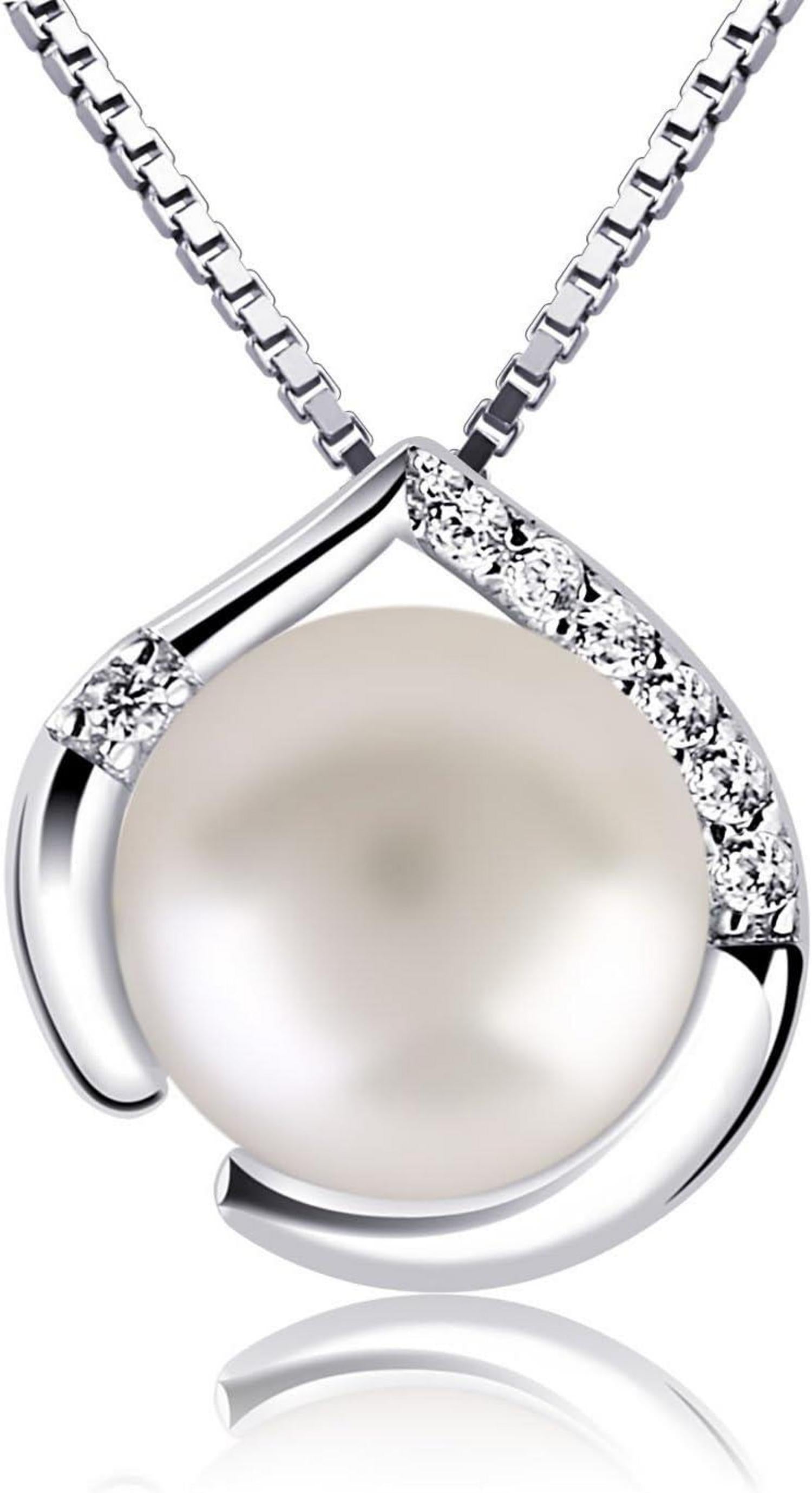 B.Catcher Perle Damen Halskette 925 Silber Anhänger 45cm