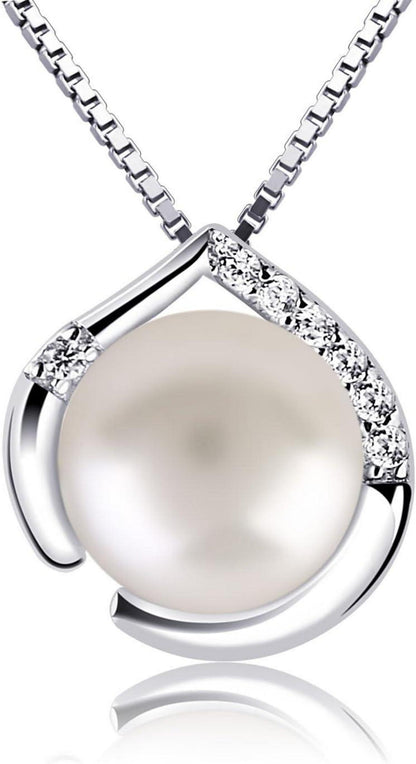 B.Catcher Perle Damen Halskette 925 Silber Anhänger 45cm