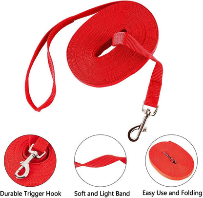 Schleppleine 15m Nylon Hundeleine Trainingsleine D-Karabiner Red
