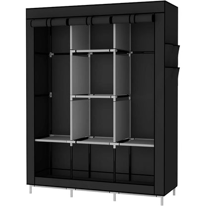 Kleiderschrank Stoff Schwarz Extra Boden Platz Eco-Friendly