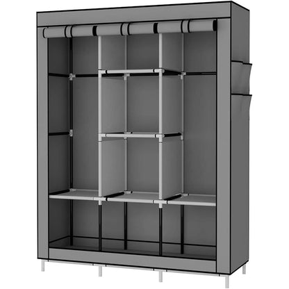 UDEAR Kleiderschrank Stoffschrank Grau Extra Boden Platz