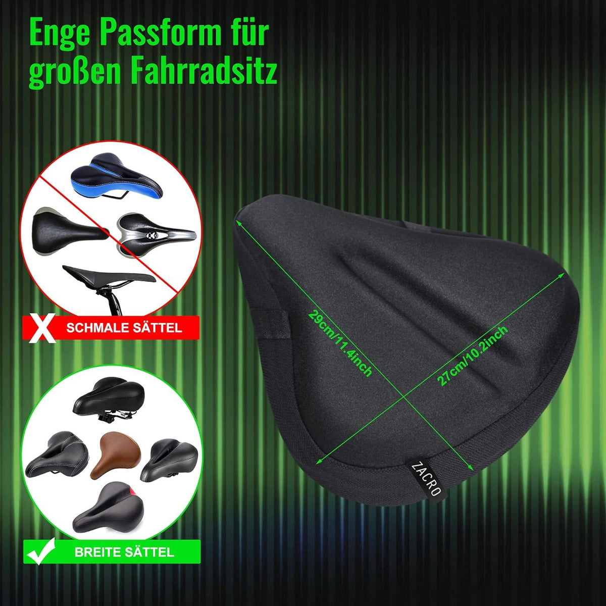 Zacro Gelüberzug für Fahrradsitz wasserdicht 29 x 27cm