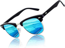 CGID Retro Vintage Sonnenbrille Browline-Style Halbrahmen Schwarz-blau