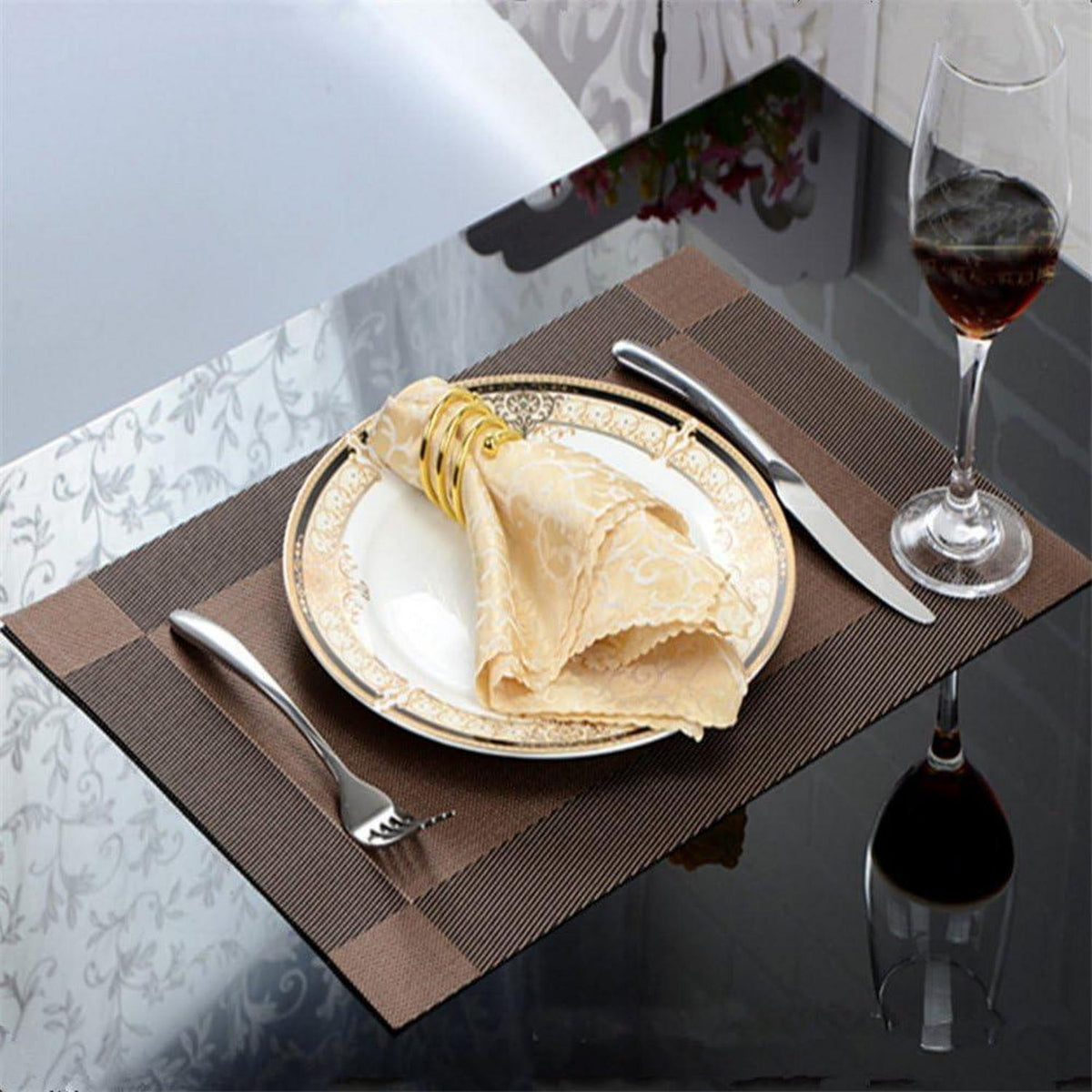 Platzsets 6er Set PVC 30x45cm Braun Hitzebeständig Abwaschbar