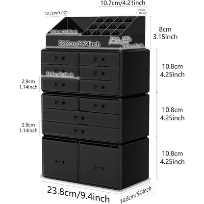 XXL Makeup Organizer Schwarz 4 Lagen Große Kapazität