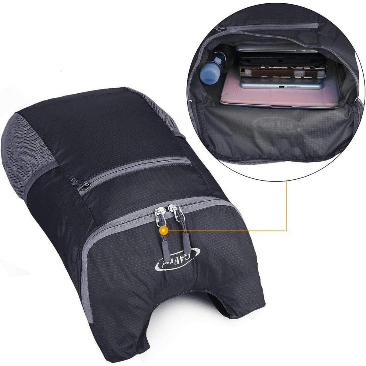 Faltbarer Wanderrucksack 11L ultraleicht für Damen und Herren Schwarz