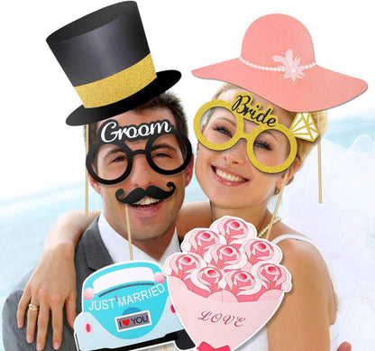 Hochzeit Foto Requisiten 52 Stück Fotobox Accessoires Gold Glitter Booth