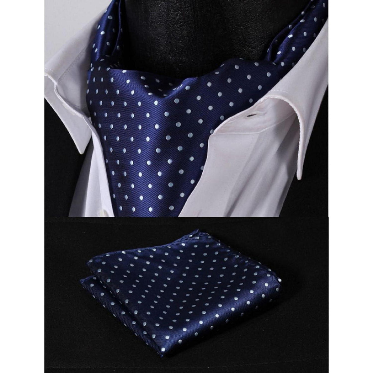 Herren Krawattenschal & Einstecktuch Set, Paisley Jacquard, Navy Blau