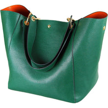Große Damen Henkeltasche Dunkelgrün Leder Schultertasche