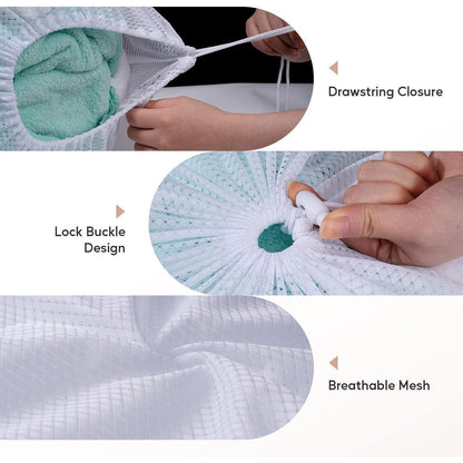 Wäschesack Groß 60x90cm - 4er Set Weiß für BHs & Co.