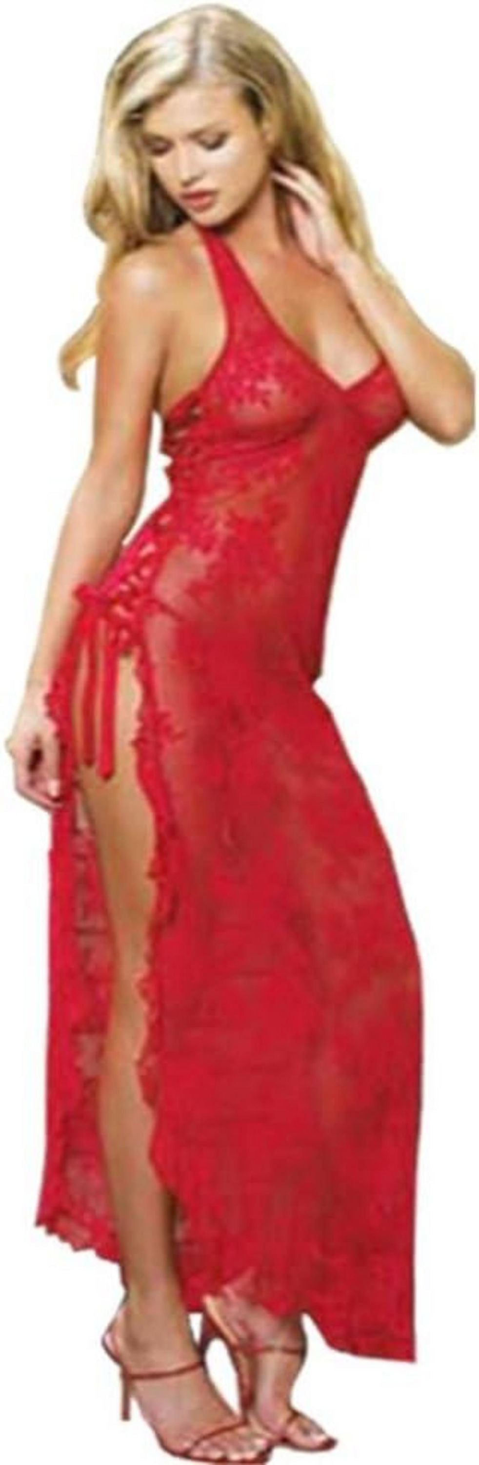 Sexy Damen Spitzen-Negligee Unterwäsche Reizvoll Rot S-5XL
