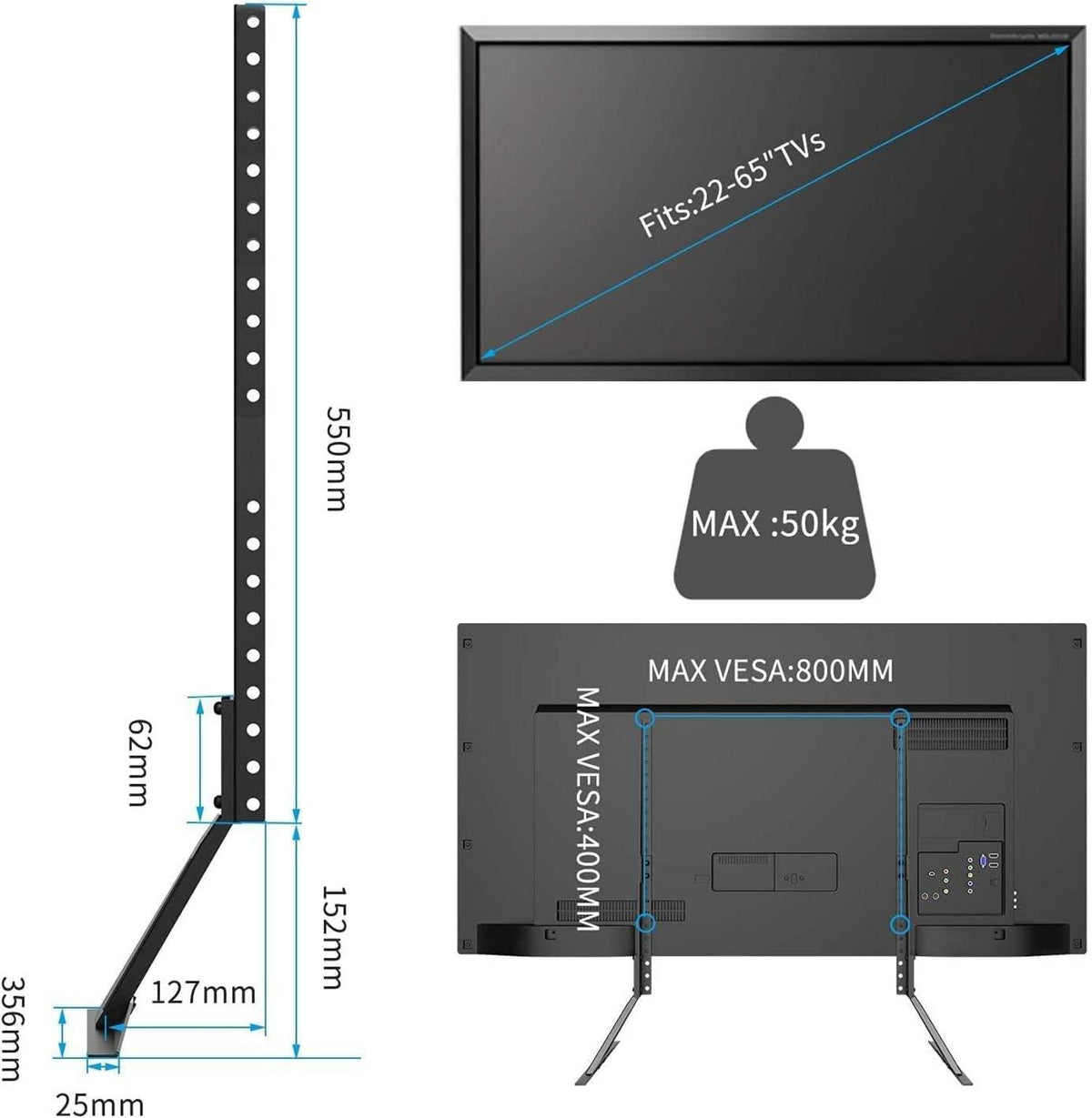 Suptek TV Standfuss LCD LED 22-65 Zoll Flach Curved Fernseher 50KG 800x400mm