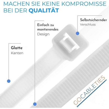 100 Kabelbinder Braun 300mm, 22kg Zugfestigkeit, UV Beständig