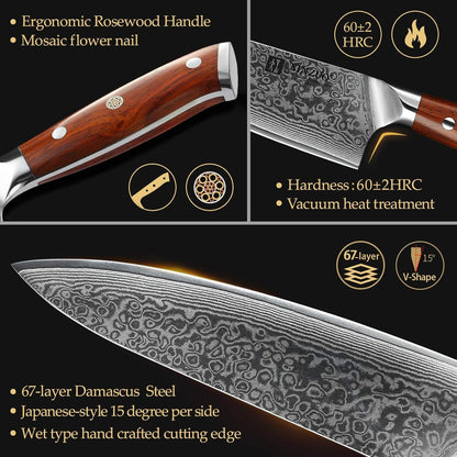 XINZUO 21cm Damaskus Chefmesser 67 Schichten Damaststahl Gyuto Küchenmesser