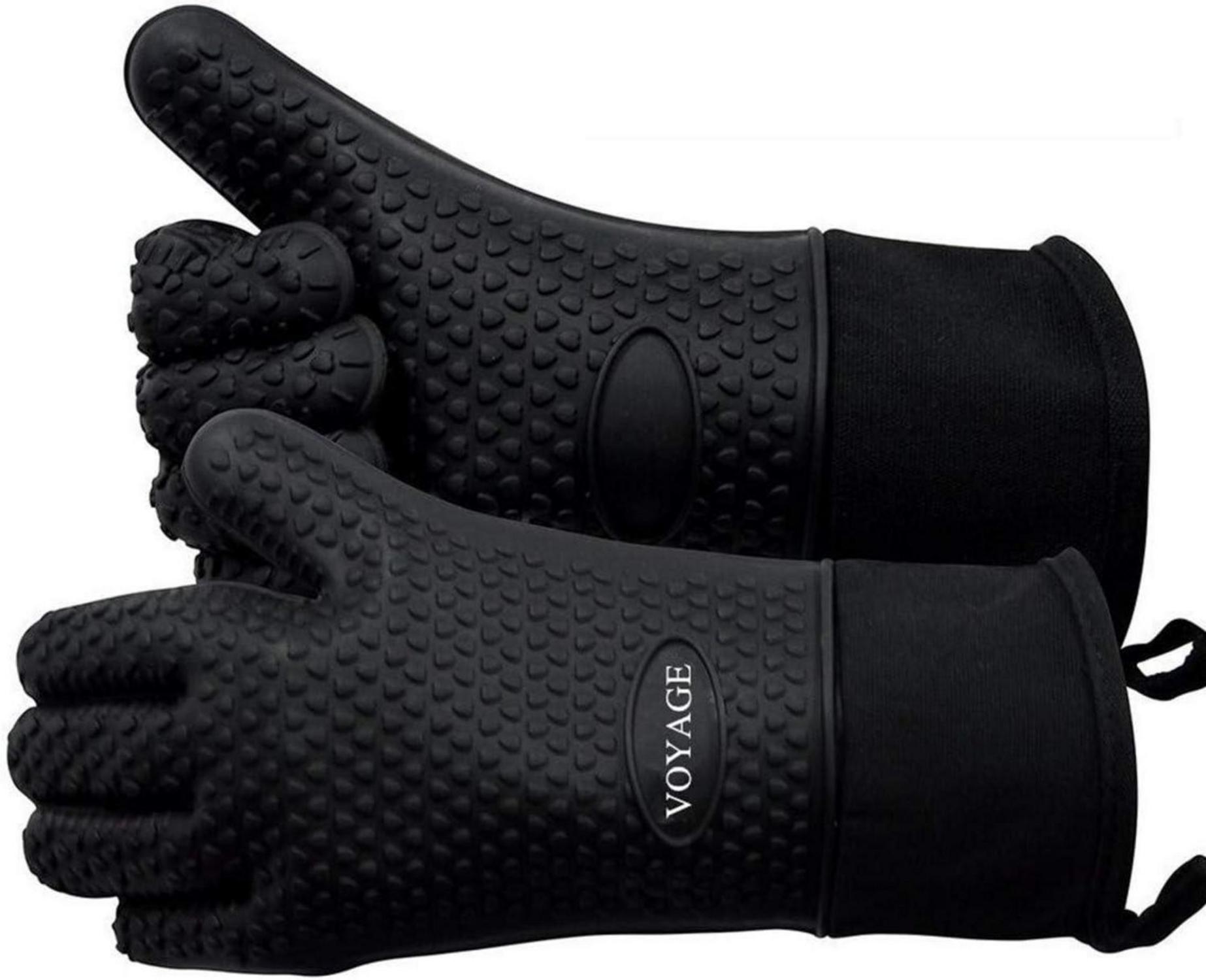 Ofenhandschuhe 2er Set bis zu 350°C Silikon Hitzebeständige BBQ Backen
