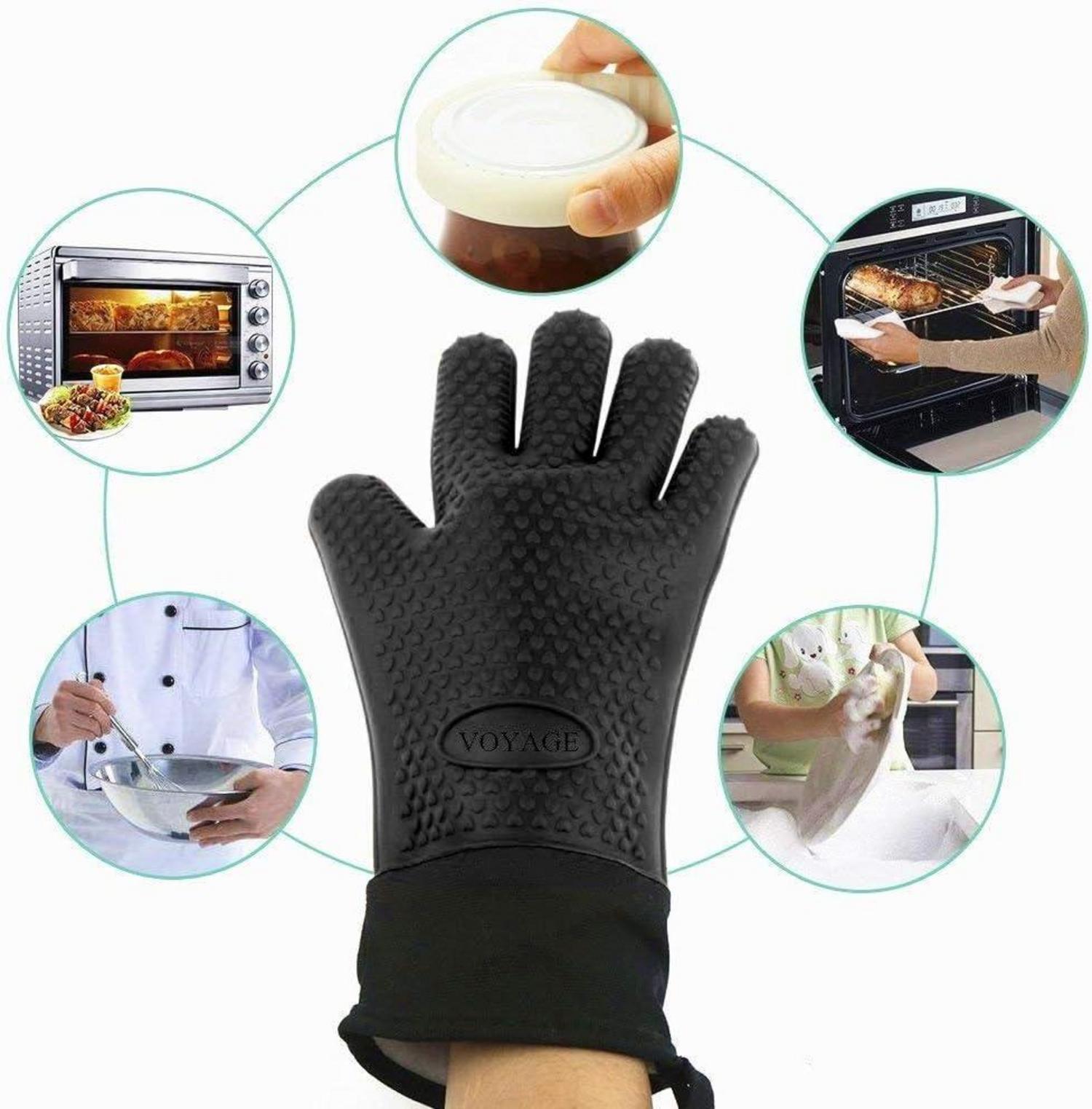 Ofenhandschuhe Silikon Hitzebeständig BBQ Grillhandschuhe 2er Set