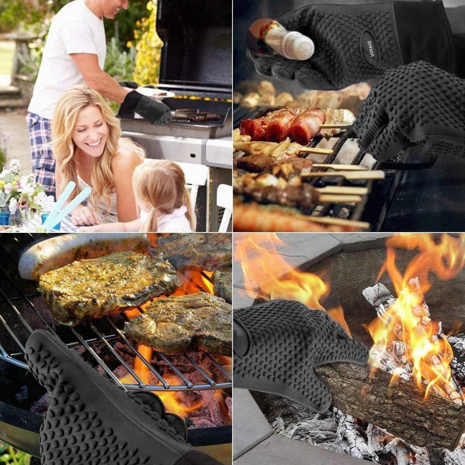 Ofenhandschuhe Set 350°C Silikon Grillhandschuhe BBQ Backen Barbecue
