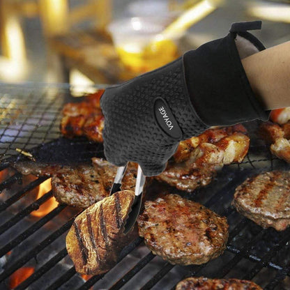 Ofenhandschuhe 2er Set bis 350°C Silikon Hitzebeständig BBQ Handschuhe