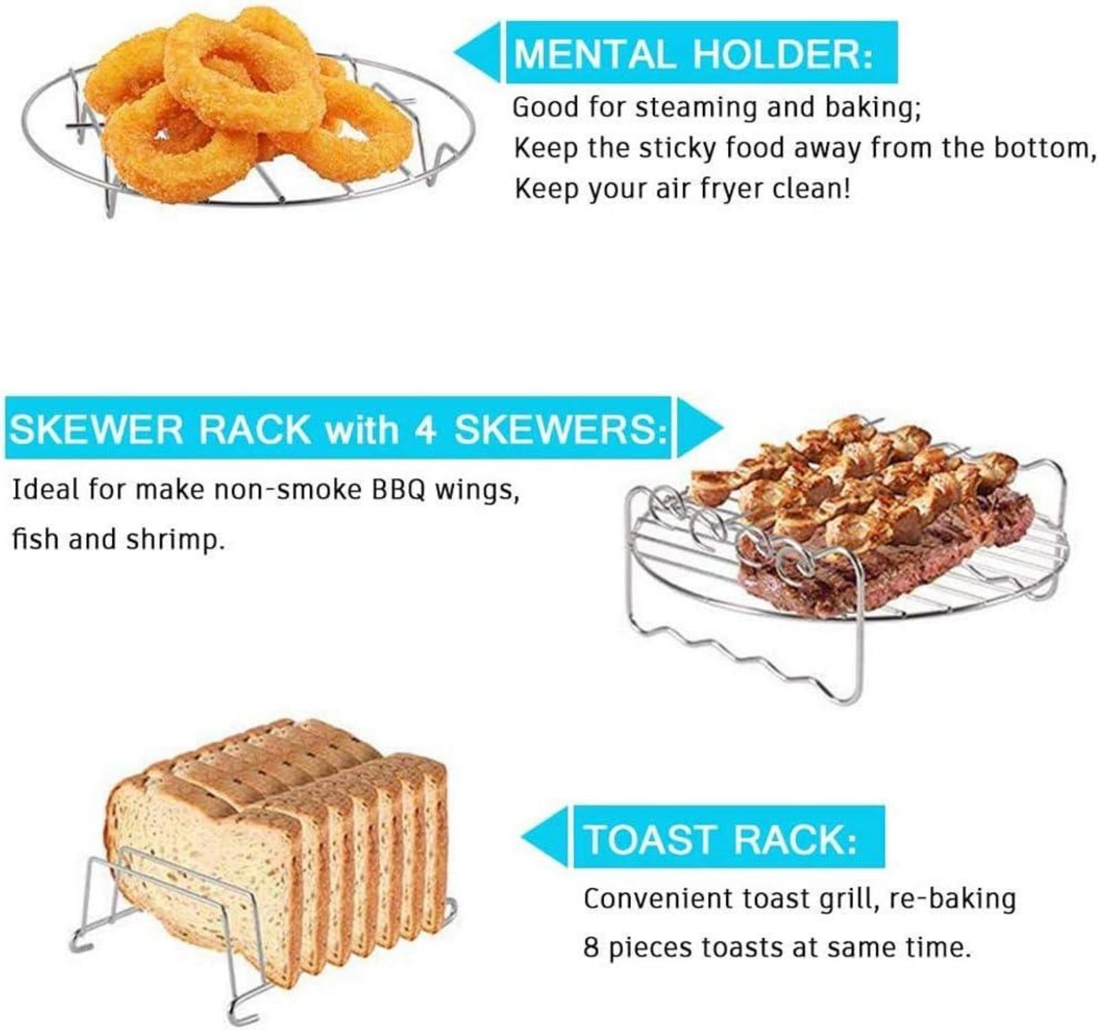 Heißluftfritteusen Zubehör 5 Sets 7 Zoll Durchmesser 3,5 QT