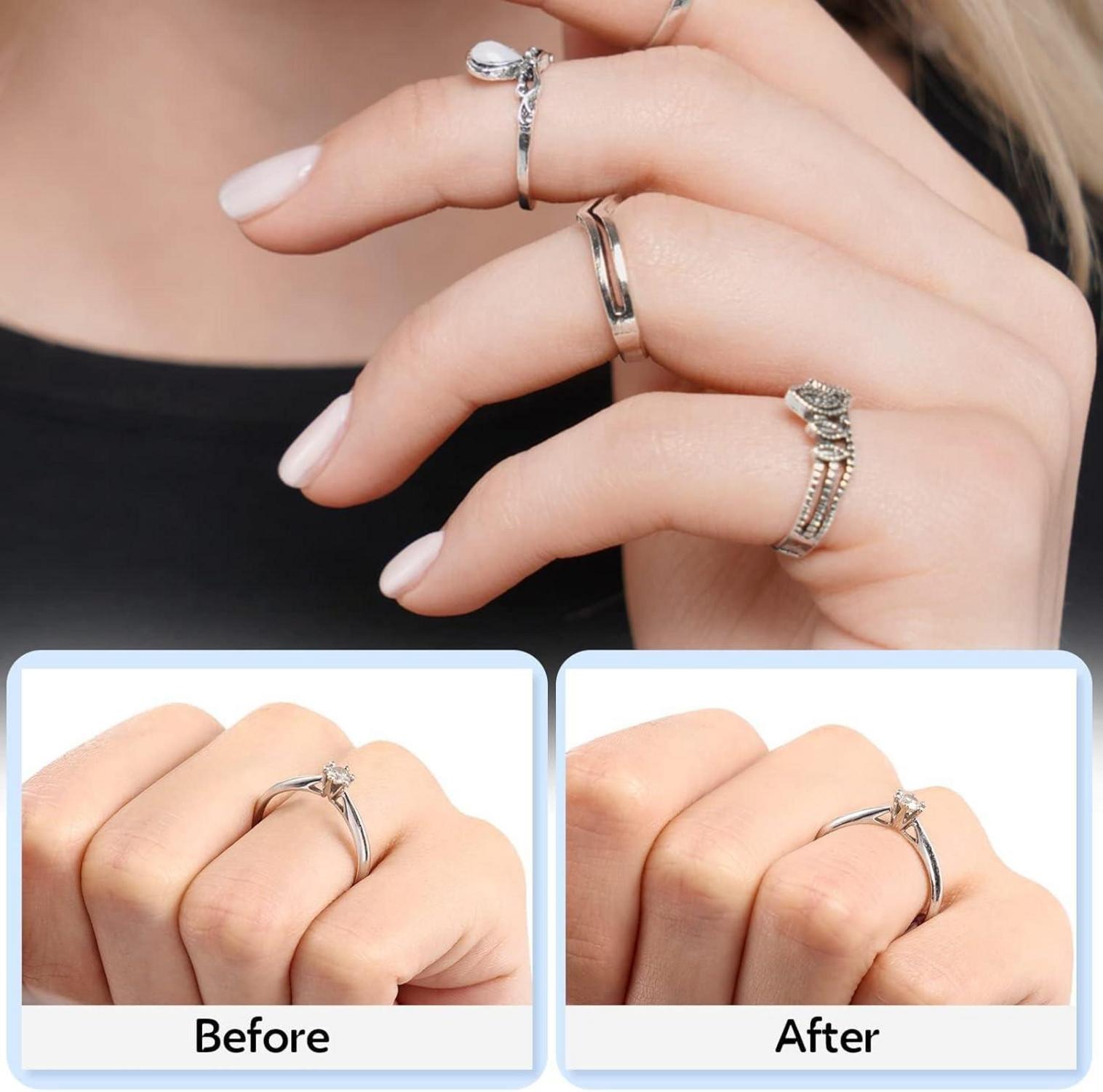 Anpro Ringversteller Set 15-teilig transparent Größenanpassung 2 mm 3 mm