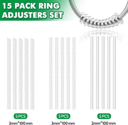 Anpro Ringversteller Set 15-teilig transparent Größenanpassung 2 mm 3 mm