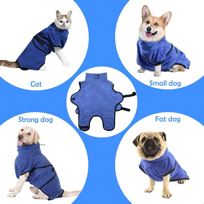 HAPPY HACHI Hundebademantel XL Mikrofaser Saugfähig Schnell Trocknend Klettband-Einstellung