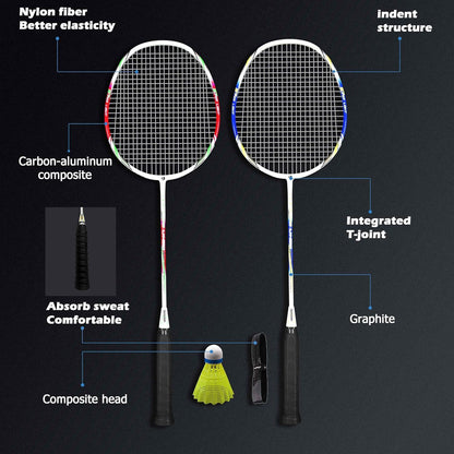 Graphit Badminton Set Profi Schläger Leichtgewicht Federball