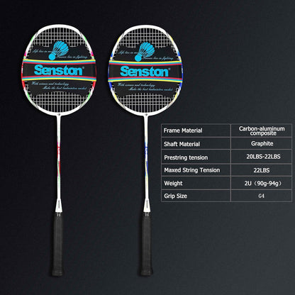 Senston Graphit Badminton Set mit Schlägertasche, 2 Schläger, Federbälle