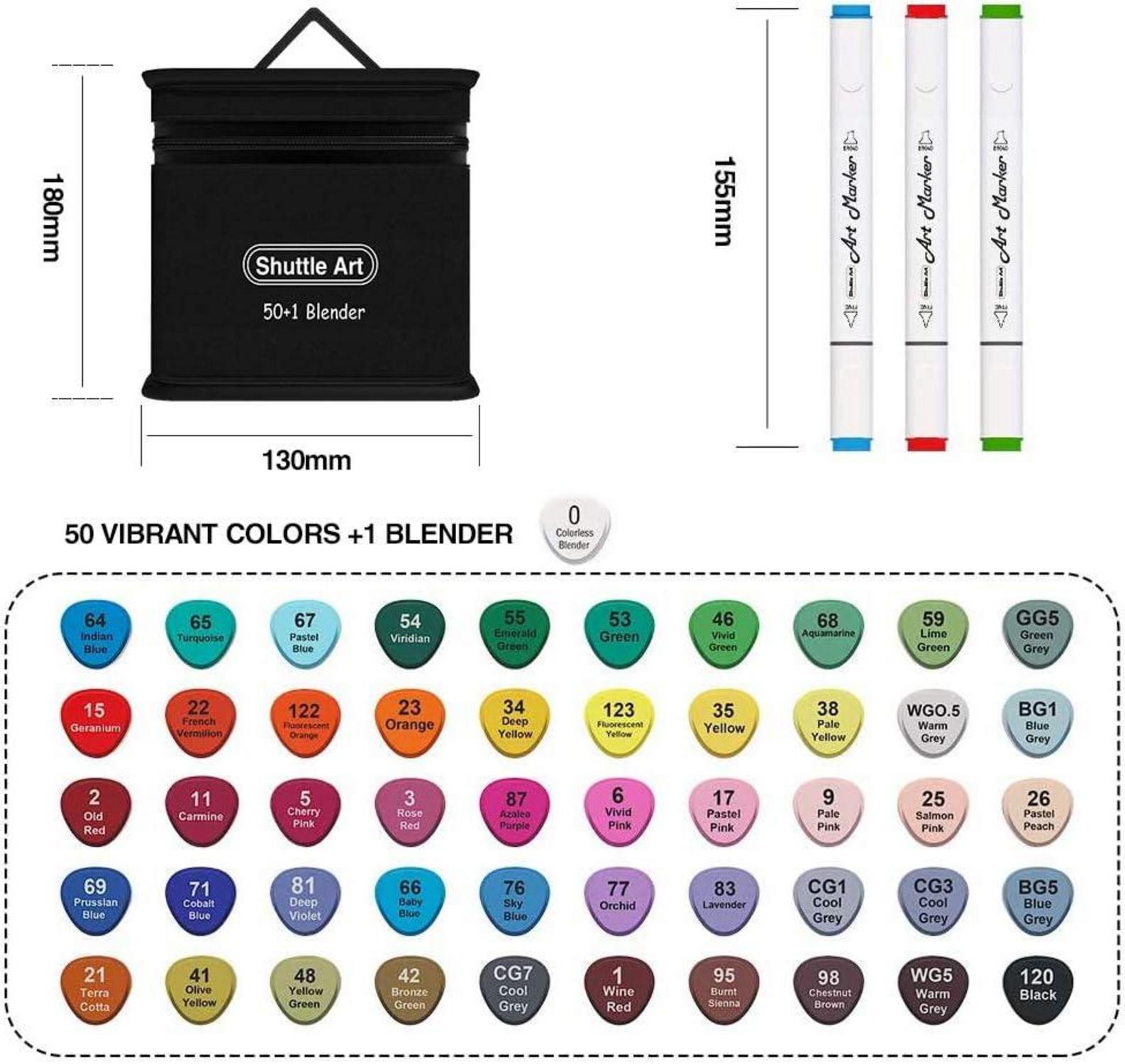 Shuttle Art Alkohol Marker Set 50 Stifte, Nr.0
