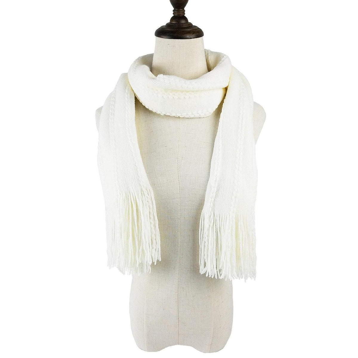 Schal und Handschuh Set Damen Zopfmuster Touchscreen Off-white