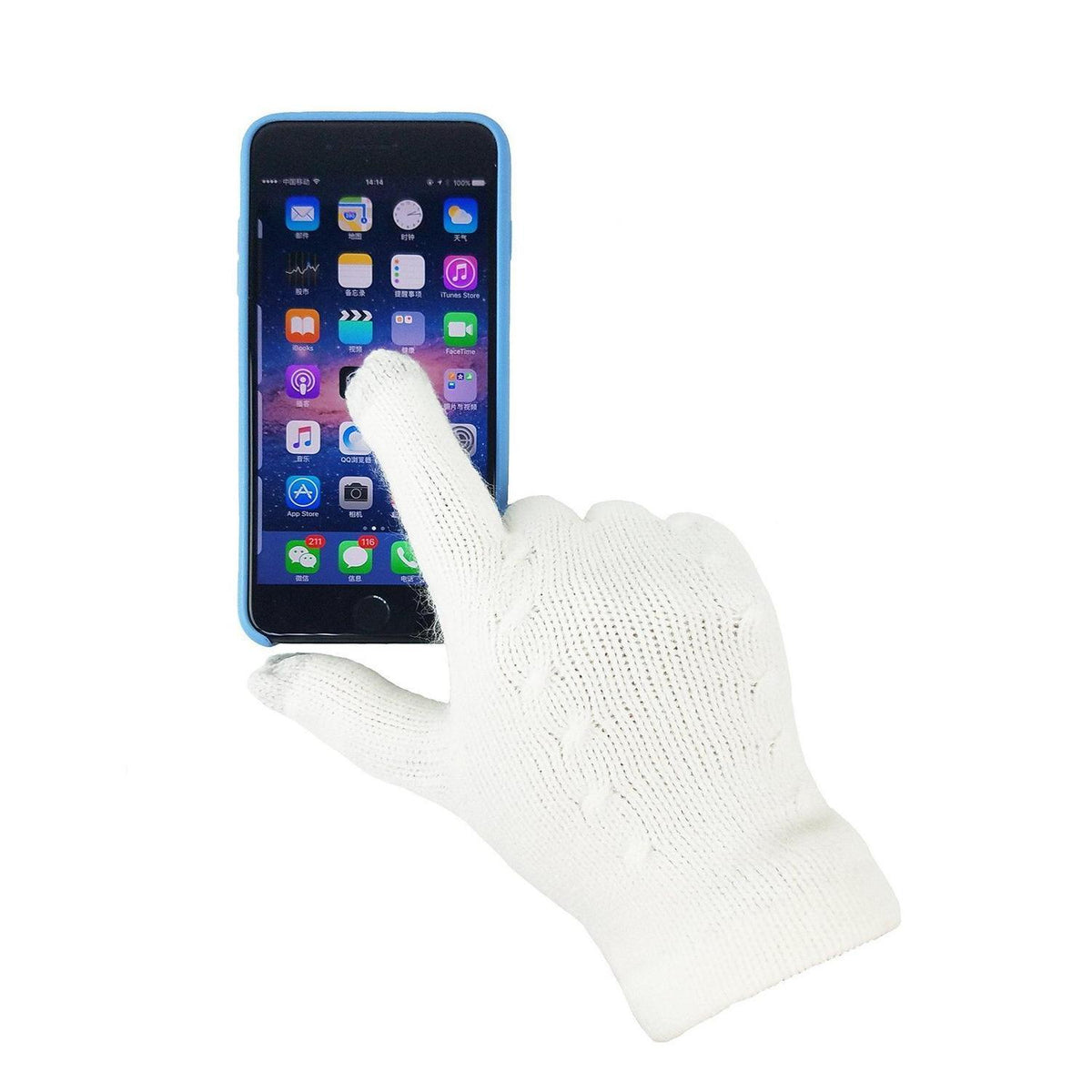 Schal und Handschuh Set Damen Zopfmuster Touchscreen Off-white