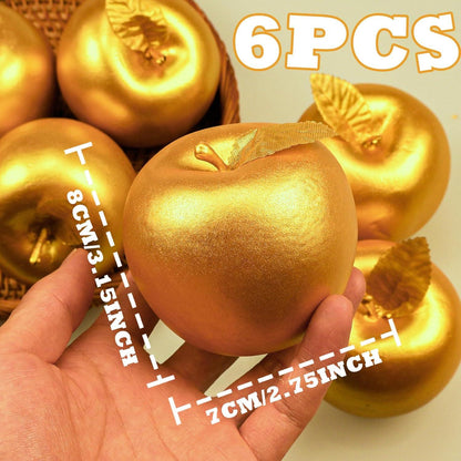 Goldene künstliche Äpfel 7 cm * 8 cm - 6er Set für