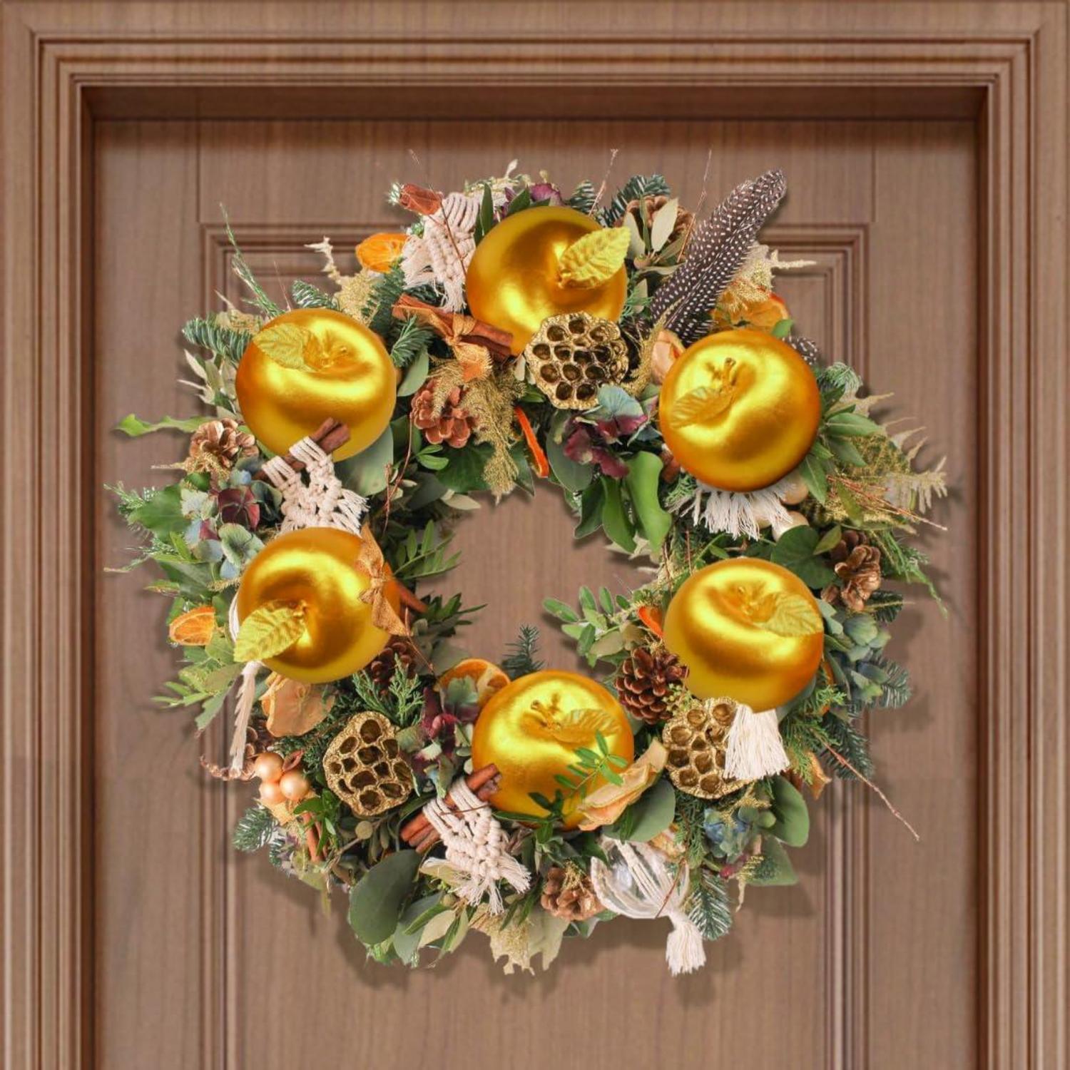 6 Stück Goldene Künstliche Äpfel für Weihnachtsdeko 7cm Set