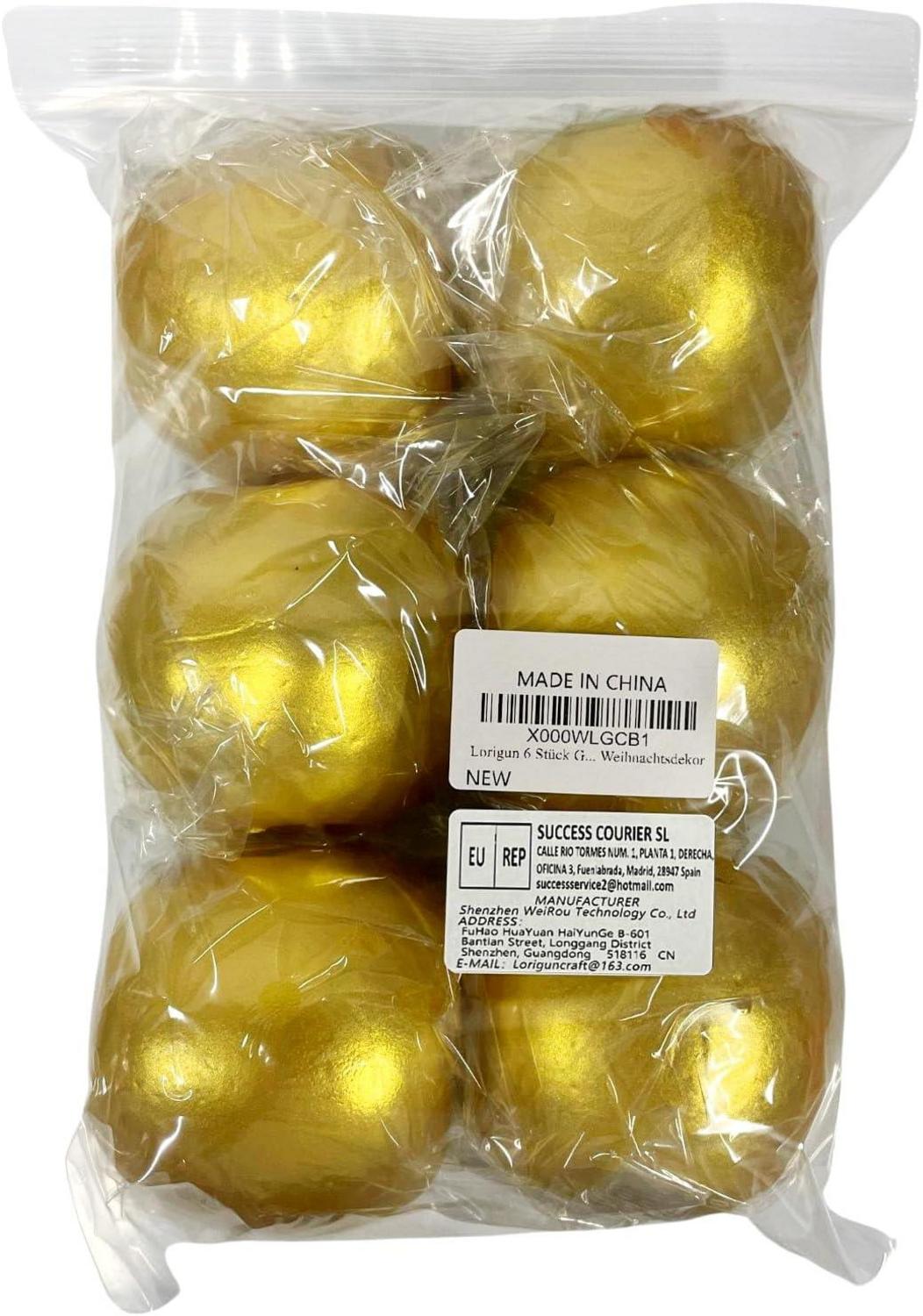 Goldene Künstliche Äpfel für Weihnachtsbaumdekoration 6er Set 7x8 cm
