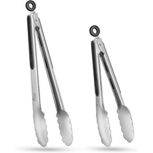 HOTEC Edelstahl Grillzange Set Silikon Griff 23 cm und 30,5