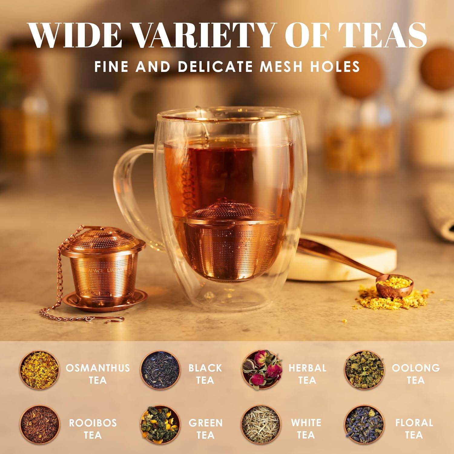 Apace Teesieb Set Edelstahl Teebrüher losen Tee Roségold