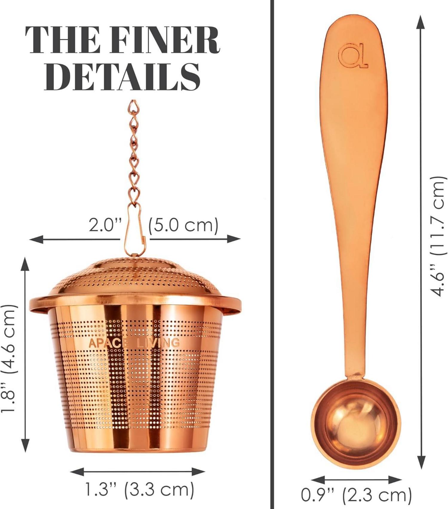 Teesieb Edelstahl 2er Set Tee-Ei Teeschaufel Roségold Eco
