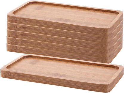 Bambus Tablett 6er-Set Rechteckig Holz Untersetzer Untertasse