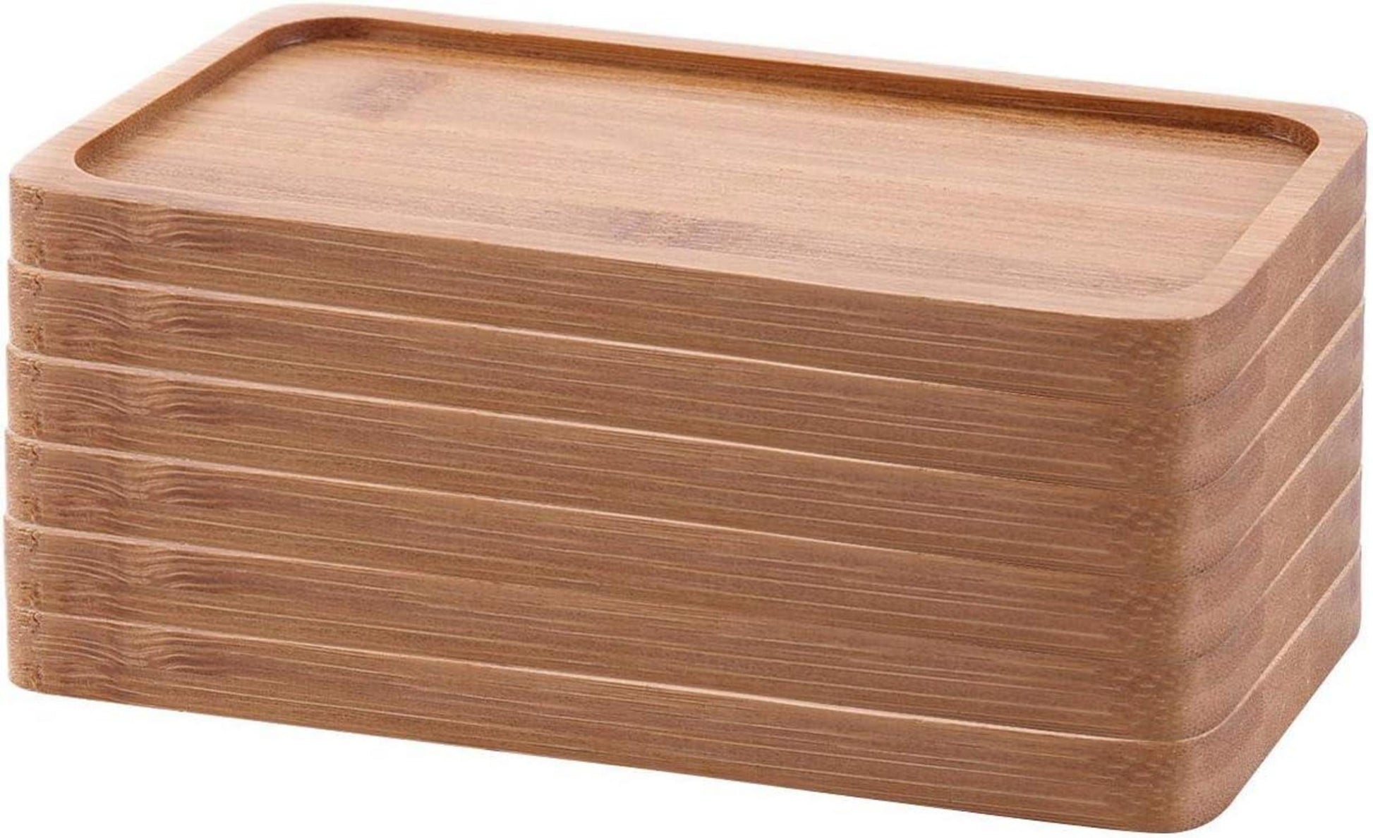 Bambus Untersetzer 6er-Set Holz Tablett Sukkulenten 16cm