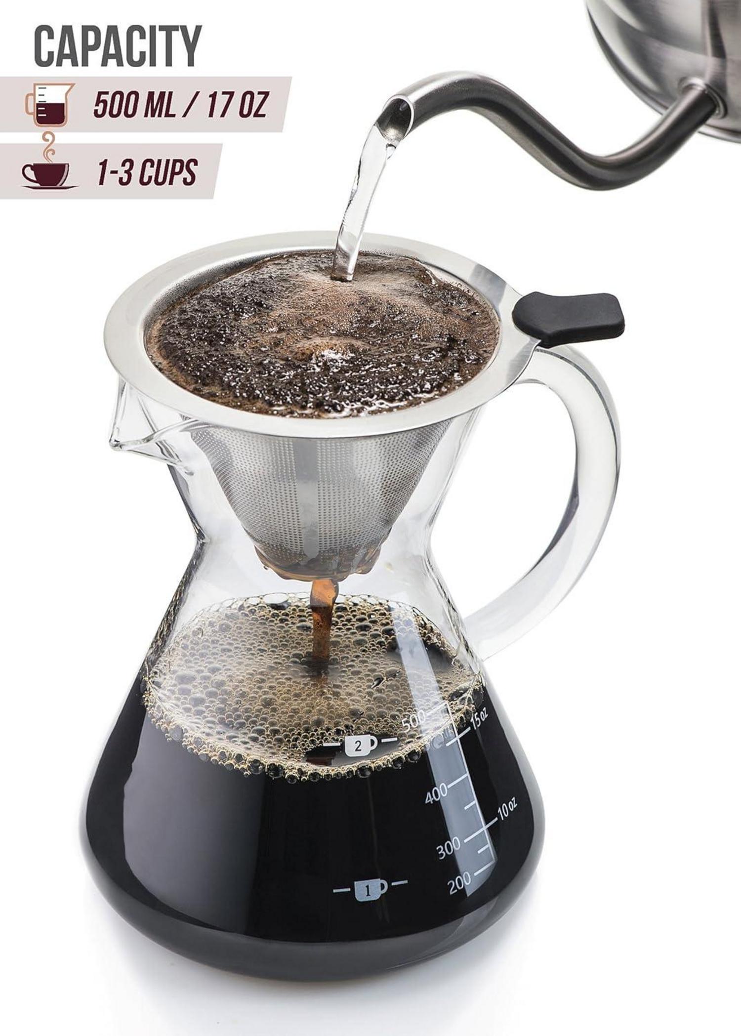 Pour Over Kaffeebereiter mit Glaskaraffe 500ml