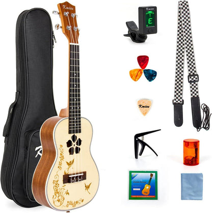 Kmise Konzert-Ukulele Starter-Set Fichtendecke Mahagoni
