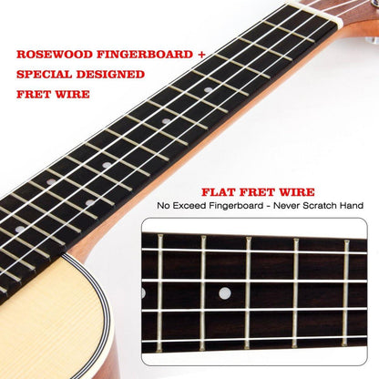 Kmise Konzert-Ukulele Starter-Set Fichtendecke Mahagoni
