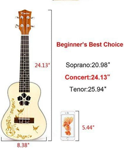 Kmise Konzert-Ukulele Fichtendecke Mahagoni Aquila-Saiten Set